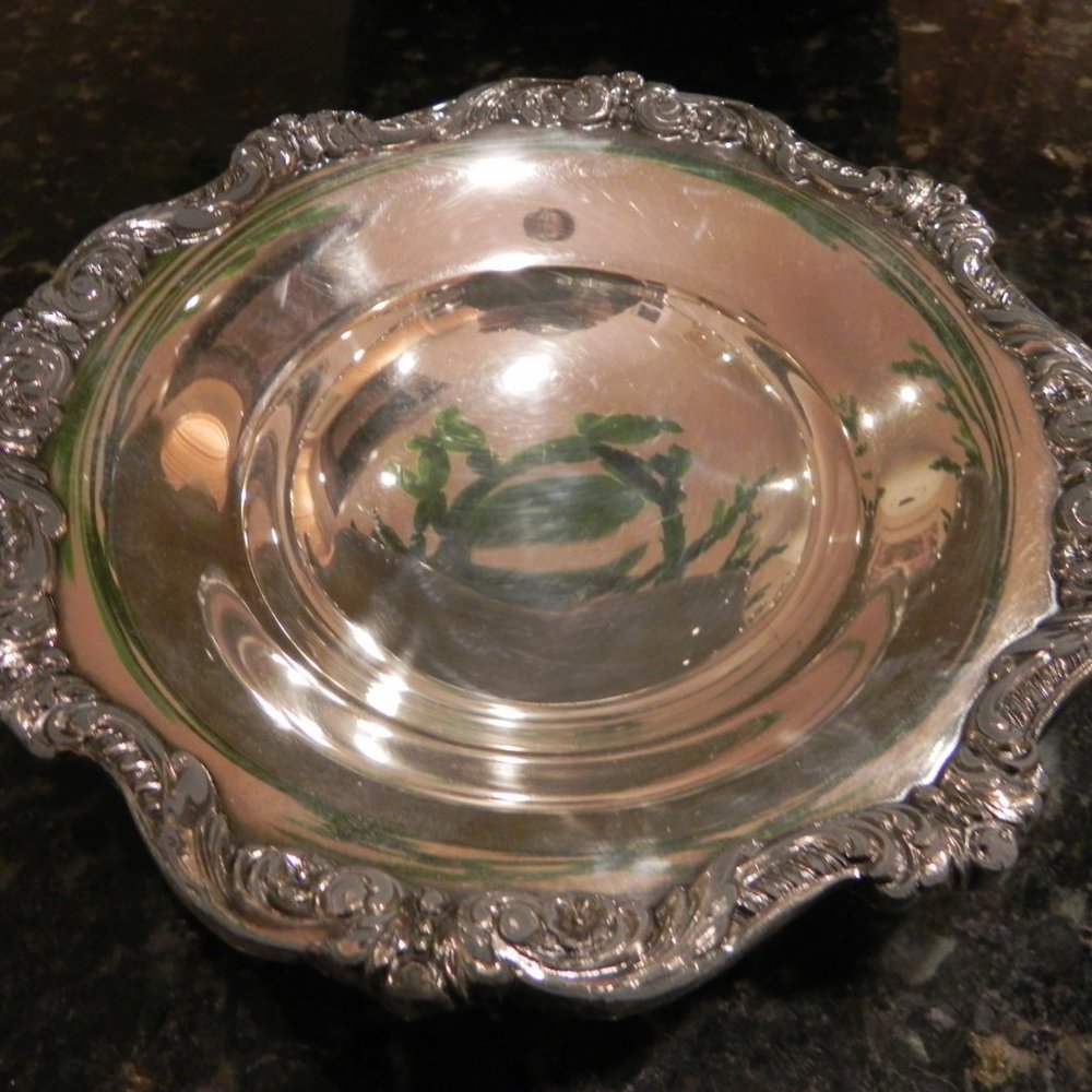 Vintage Silver PlateFooted Candy Dish 6.5" Poole Old English 5005